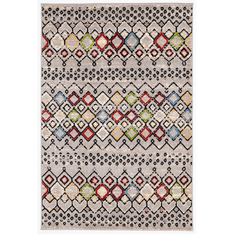 Tapis performance à motif sud-ouest Aird, Light Grey/Multi, Rectangle 6 pi 7 po x 9 pi 2 po