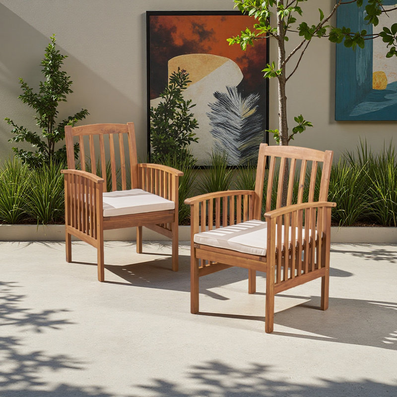 Chaise avec 2 coussins ACACIA, Crème, crème, Brun