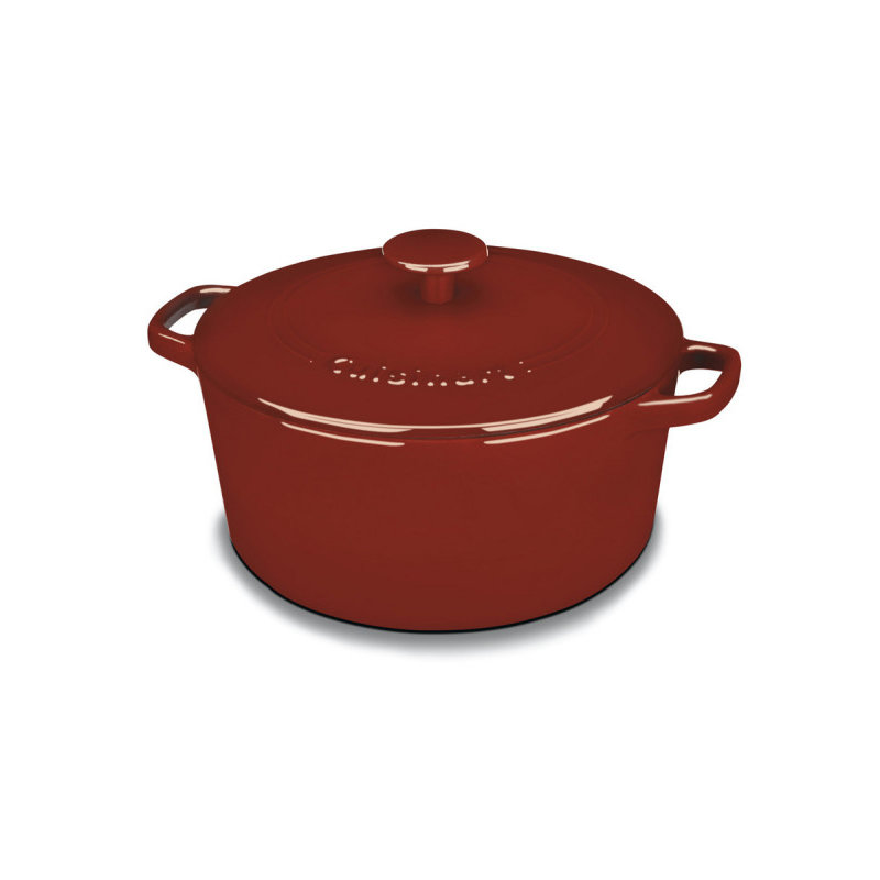 Cuisinart Chef’s Classic Enamel on Steel Round Dutch Oven with Lid, 5 Qt., Cardinal Red