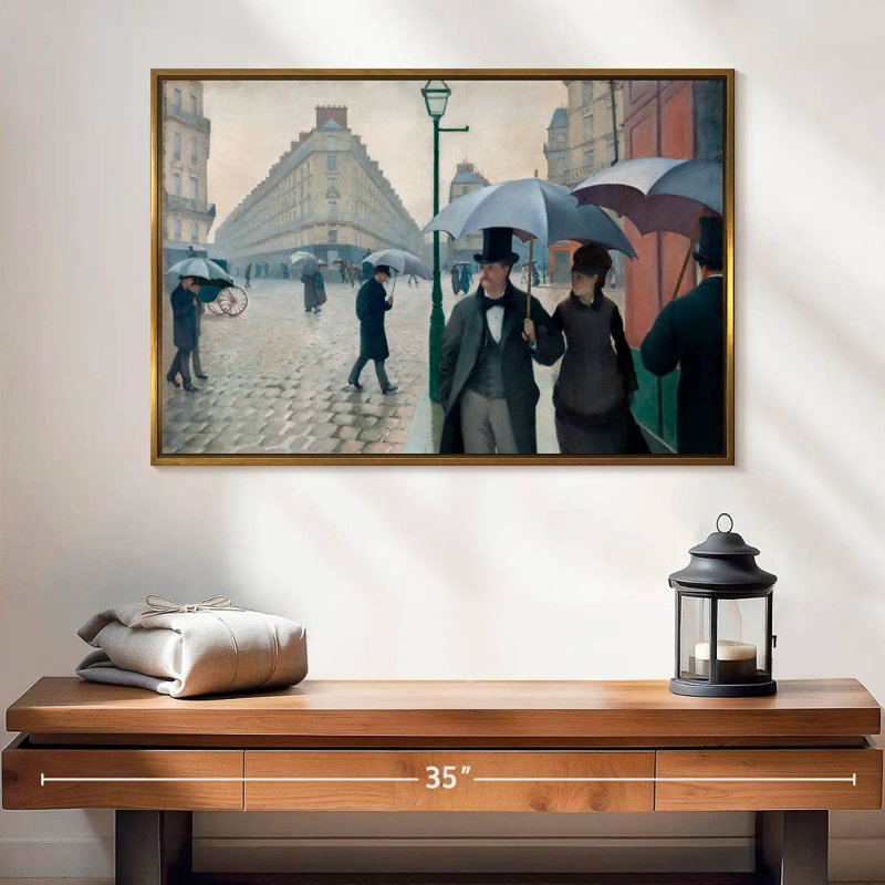 Paris, Paris, jour de pluie 1877, Cadre flottant doré, 25 po x 17 po