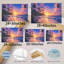 Coucher de soleil vibrant aux teintes violettes et orangées sur un rivage tropical avec cocotiers et vagues écumeuses - Tableau sur toile-328722336