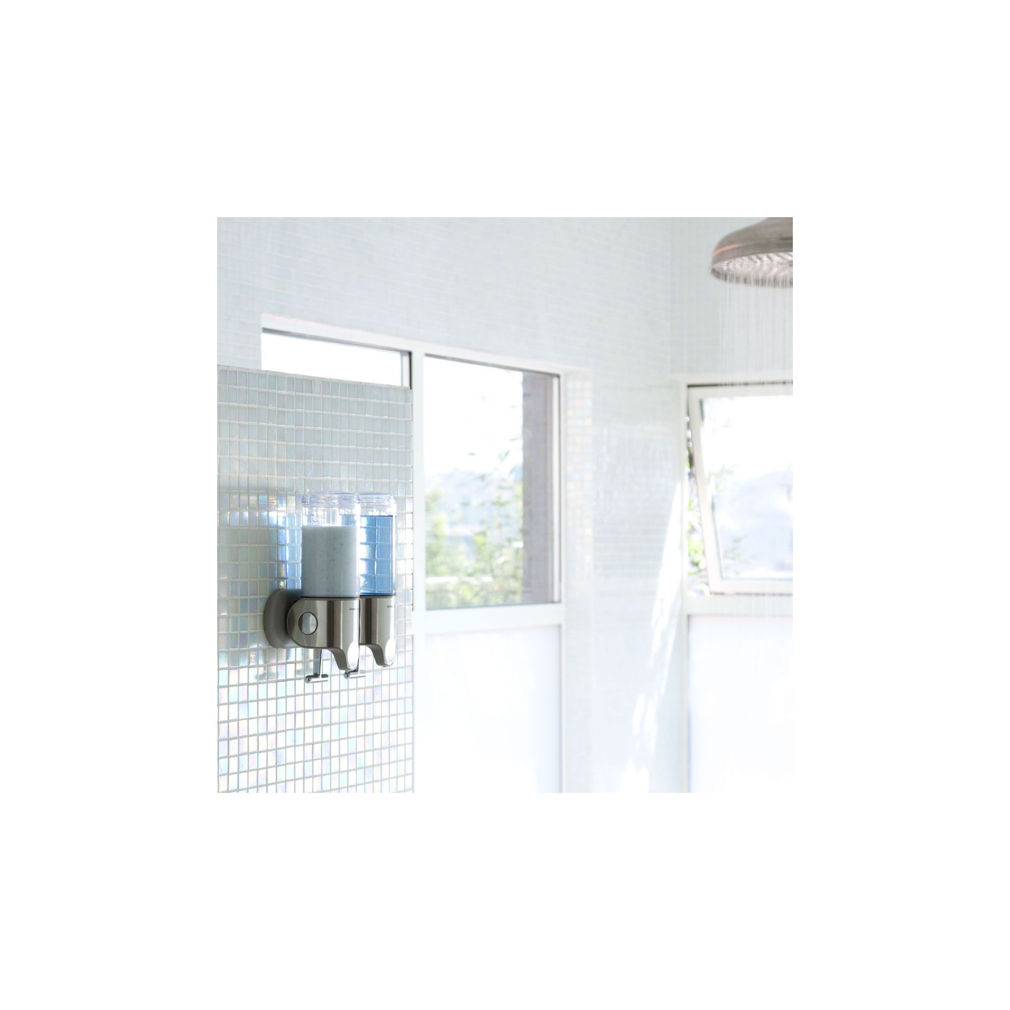 simplehuman Wall Mount Shower Pump, Shampoo and Soap Dispensers, Double 
