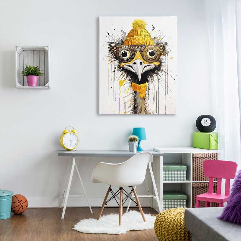 " Yellow Steampunk Emu ", 48" H x 36" W x 1.5" D