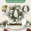 Couronne de Noël artificielle pré-éclairée de 22 pouces avec ornements et gnomes argentés et blancs, décoration de vacances d'hiver à piles