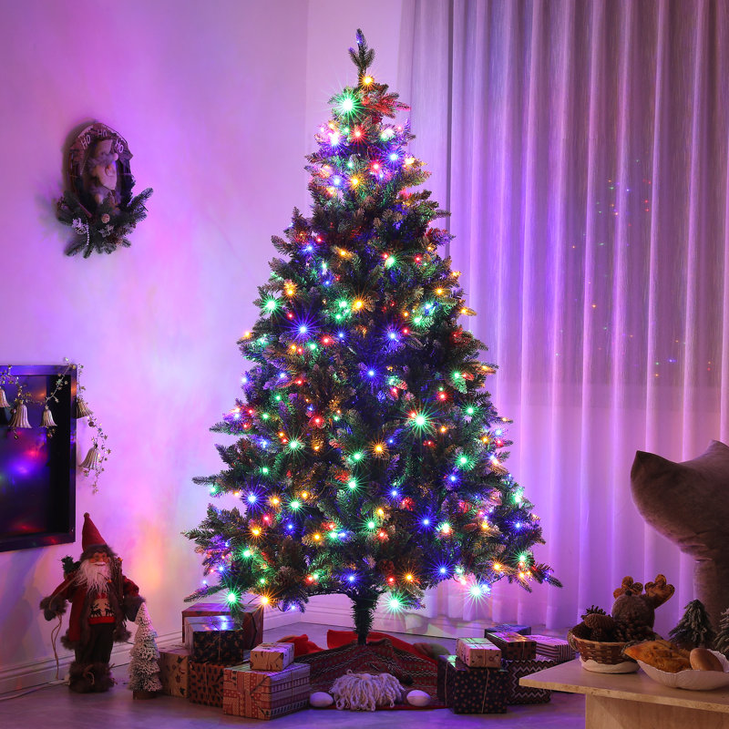 Lighted Artificial Pine Christmas Tree, 5'