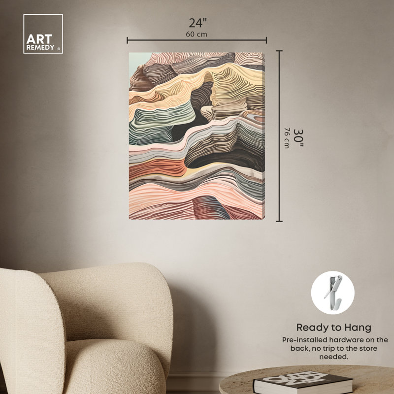 Coyote Tan and Multicolor Abstract Canvas Wall Art, 24" x 30"