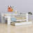 Wood Platform Bed with Upholstered Headboard, LED Lights, Charging Station, Storage Shelves, Trundle Bed & Desk-656764929