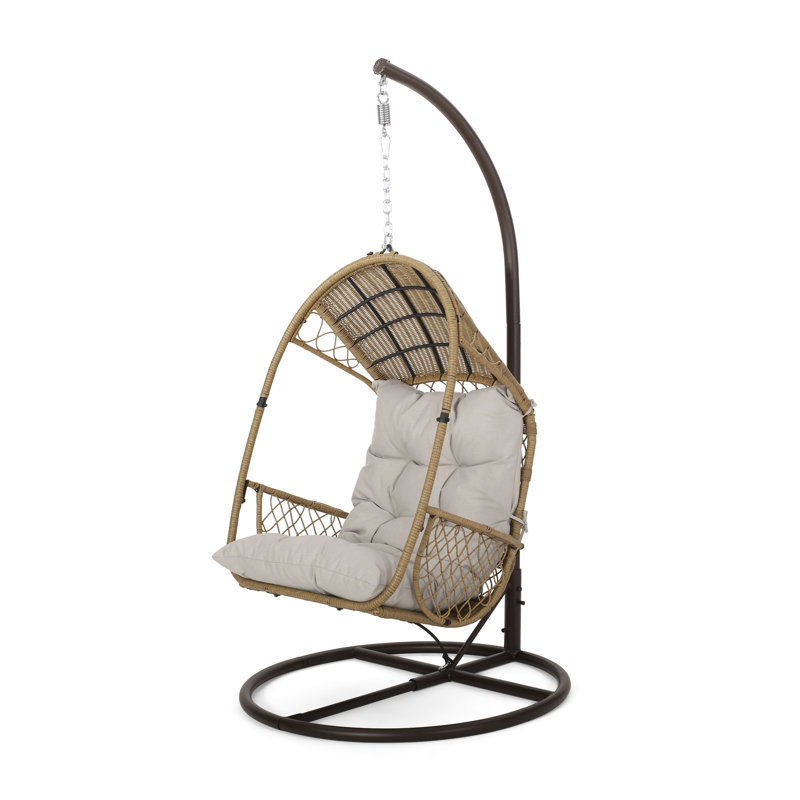 Balancelle de véranda avec support Berkshire, Structure brun clair / coussin beige