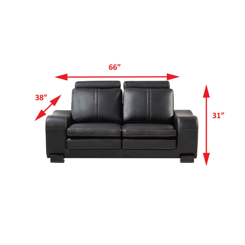 Vierra 65'' Faux Leather Loveseat, Black