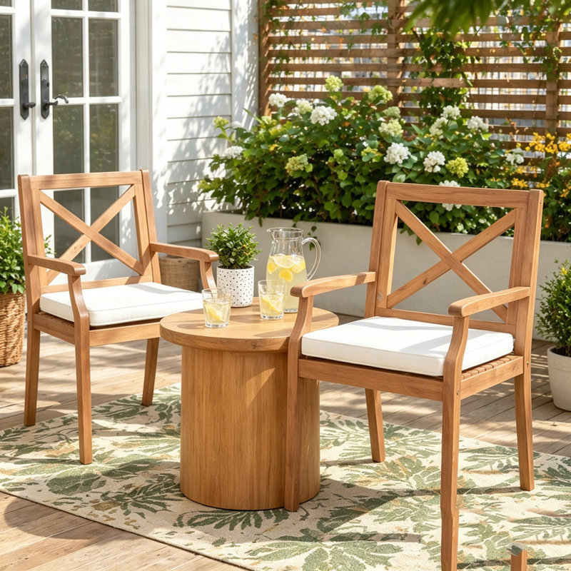 Chaise longue de patio 2 pièces, Crème