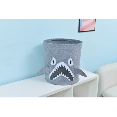 Gray Shark Felt Kids Storage And Laundry Basket 13.78" X 14.57"