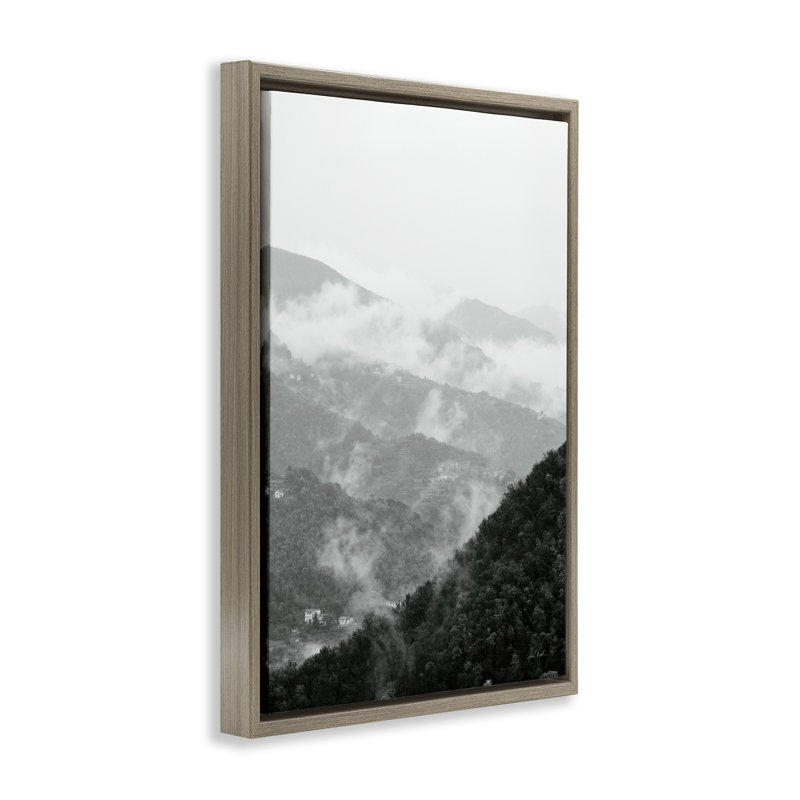 Cadre flottant Morning Mist Hillside, design par Deborah Revell, H 31 po x l 21 po, Cadre flottant orme Montalcino