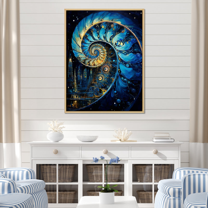 " Nautilus Sapphire Shellfish ", Natural Floater Framed, 32" H x 24" W x 1" D