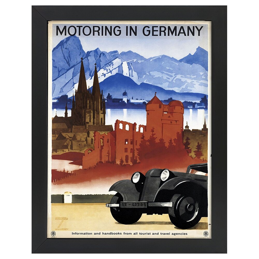 Leinwandbild Vintage Tourist Poster Motoring in Germany