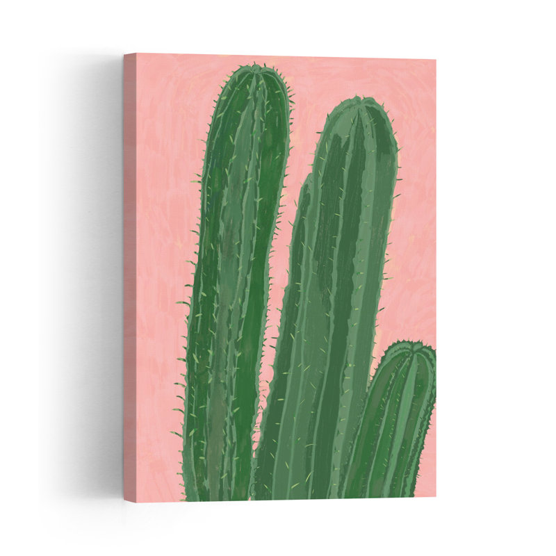 Desert Cacti Pink Modern Vibrant Abstract Cactus Succulent Nature Tropical Wall Art Print 1 Piece Wrapped Canvas Wall Art
