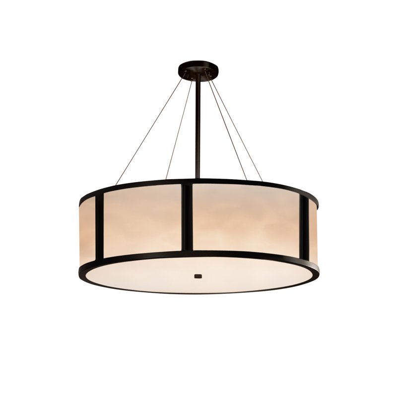 Lustre cylindrique à 8 lumières Brey, Bronze foncé, H 12 po x l 36 po x P 36 po