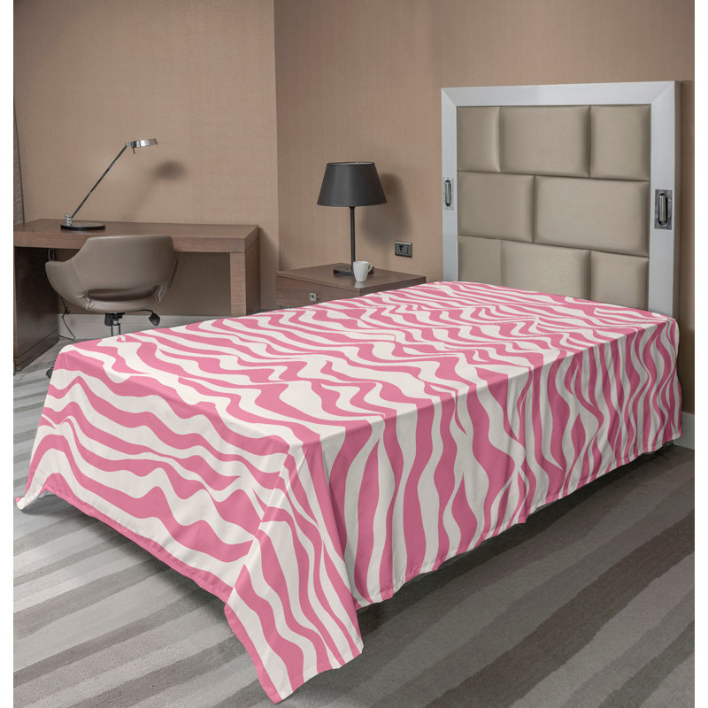 Drap plat moderne de style bohème Ambesonne, Drap plat pour lit simple TG, Rose pastel / motif abstrait blanc