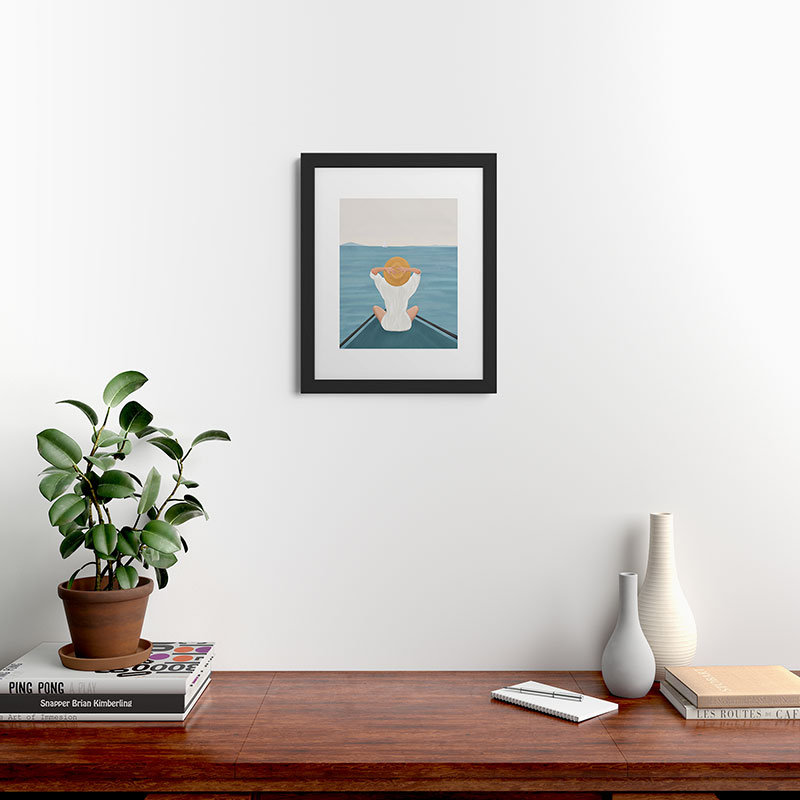 «Flow Line Summer Holiday I», reproduction d'art encadrée, Noir, H 20 po x l 16 po