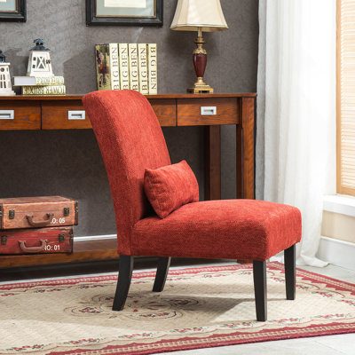 Fauteuil d'appoint contemporain sans accoudoirs en tissu de chenille avec coussin, idéal pour ajouter une touche moderne à tout espace de vie.