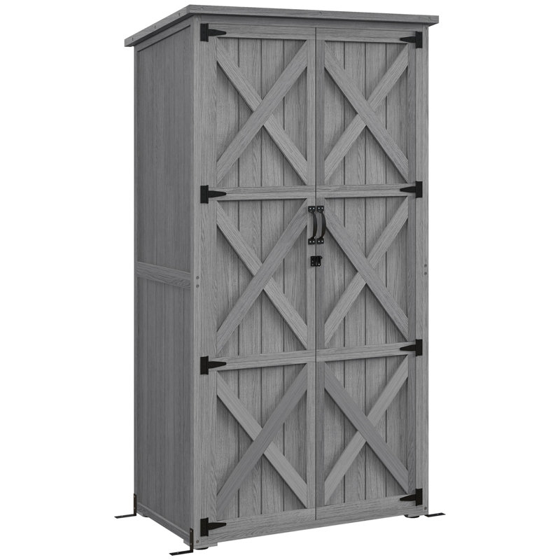 Outdoor 3 ft. W x 2 ft. D Wood Vertical Tool Shed, Gray