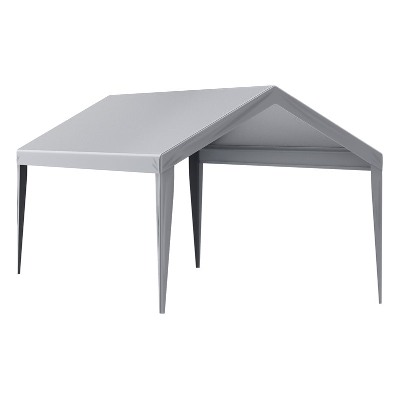 Gray 10' x 20' Waterproof Carport Canopy Cover with Aluminum Frame
