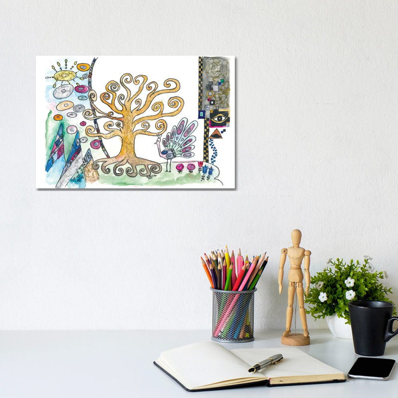 Klimt Inspired Golden Tree Of Life In Spring By Markus & Martina Bleichner - Wrapped Canvas Painting - Wrapped Canvas Painting