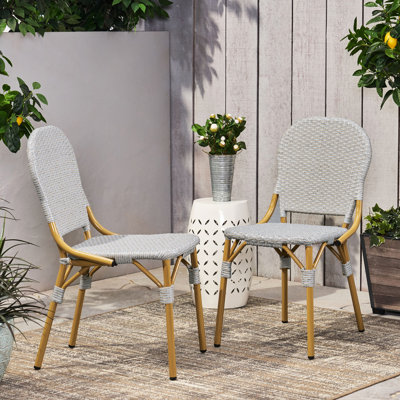 Outdoor Chairs In Gray, French Bistro Style, Aluminum And , Rust , Of 2 For Garden & Use Pe Chairs, 2, Frame, Design, Rust-