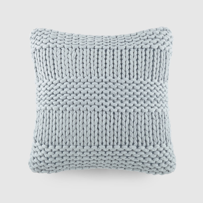 Cozy Chunky Knit Acrylic Decor Throw Pillow, Blue