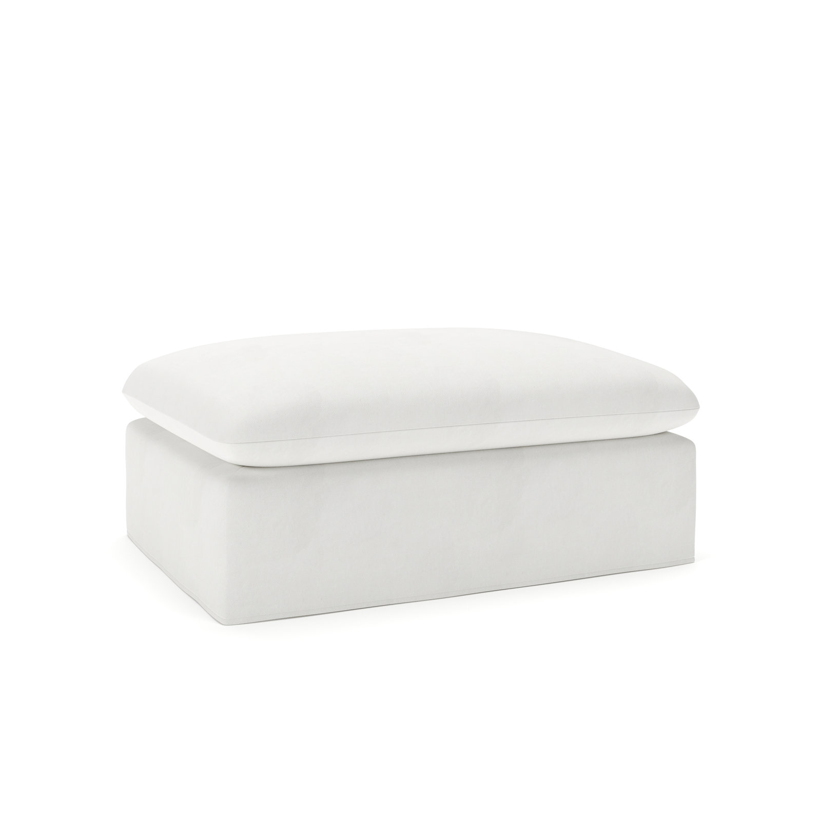 Luna 34" Ottoman, Classic Bleach White Twill
