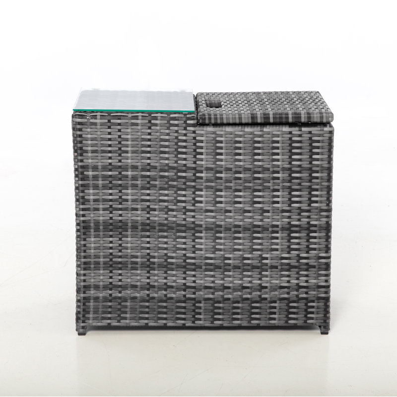 Midland Rectangular Metal Outdoor Side Table , 60cm cm W 37cm cm D, Light Grey
