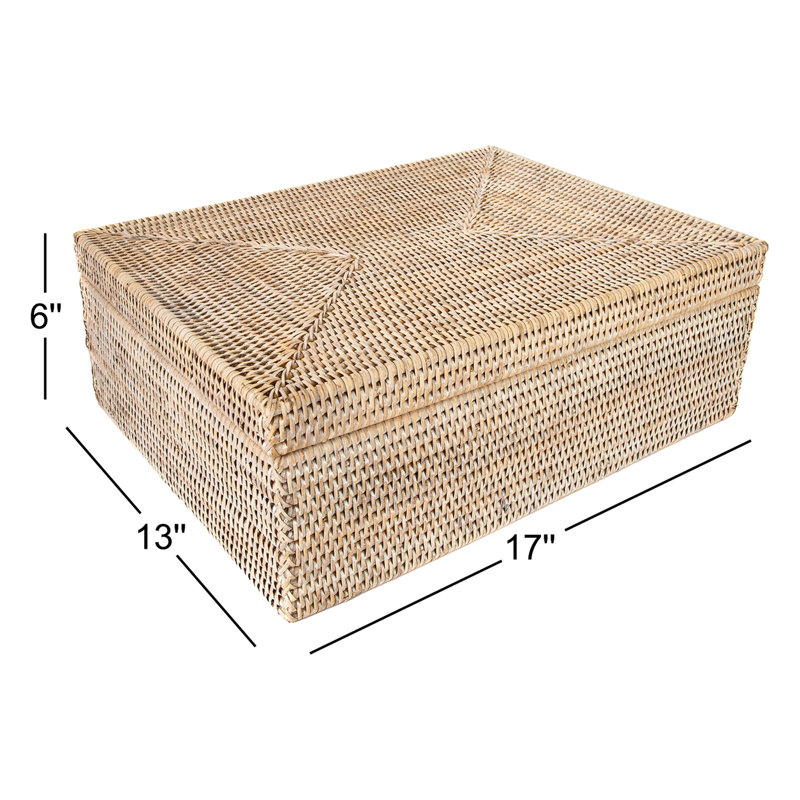 Panier en rotin tissé à la main, Blanc délavé
