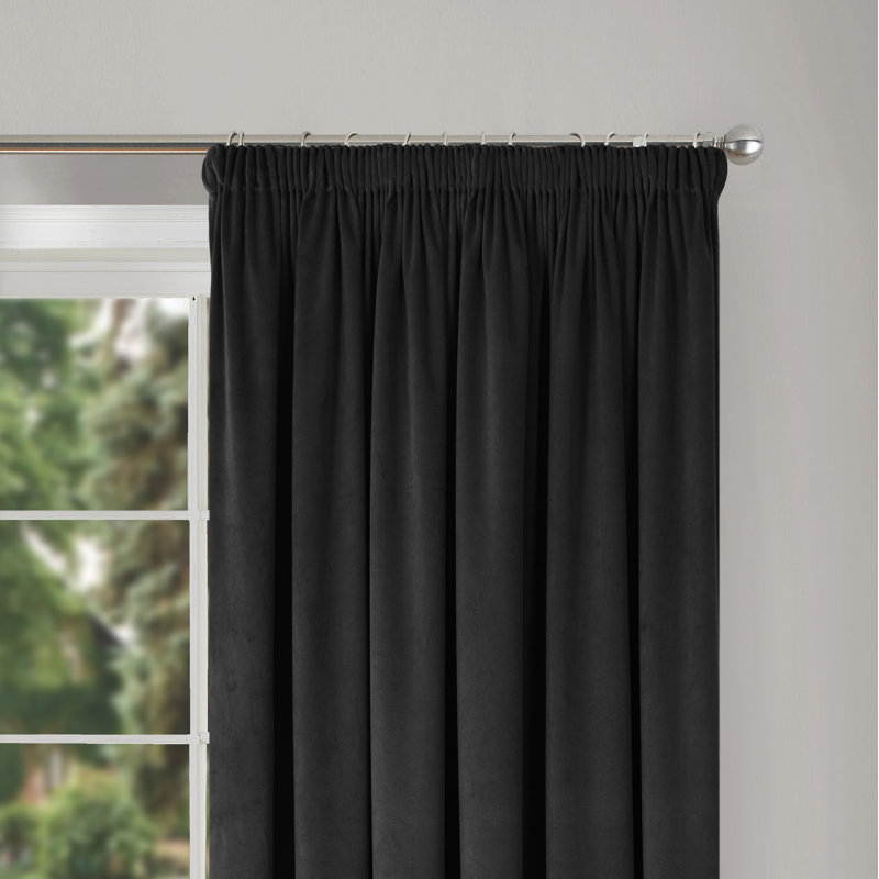 Reya Velour Room Darkening Single Curtain Panel, 114cm Width x 213cm Drop