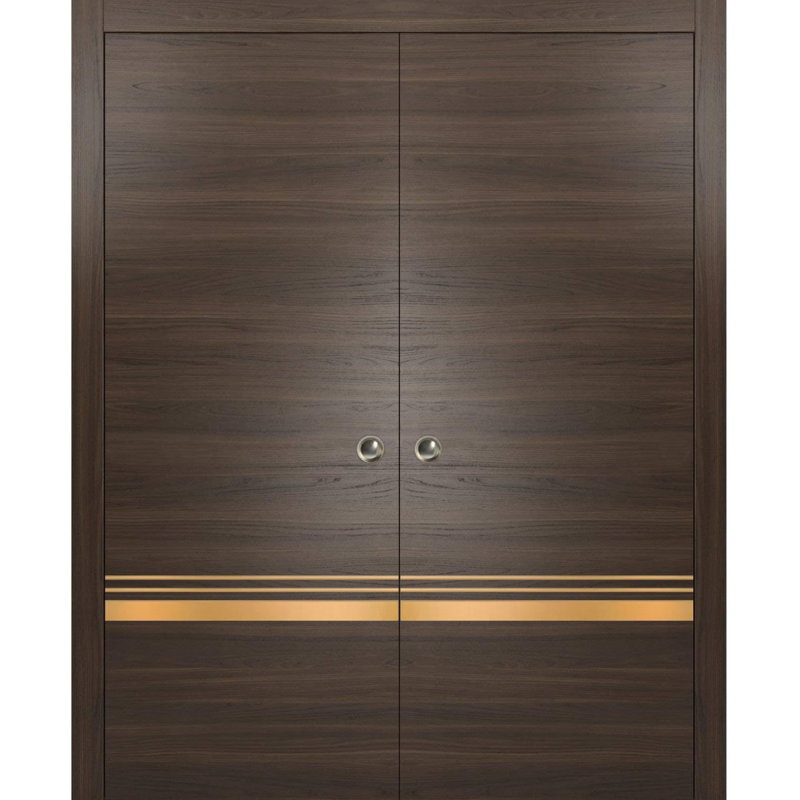 Portes françaises en bois manufacturé 2010, Frêne chocolat, 84 po x 80 po