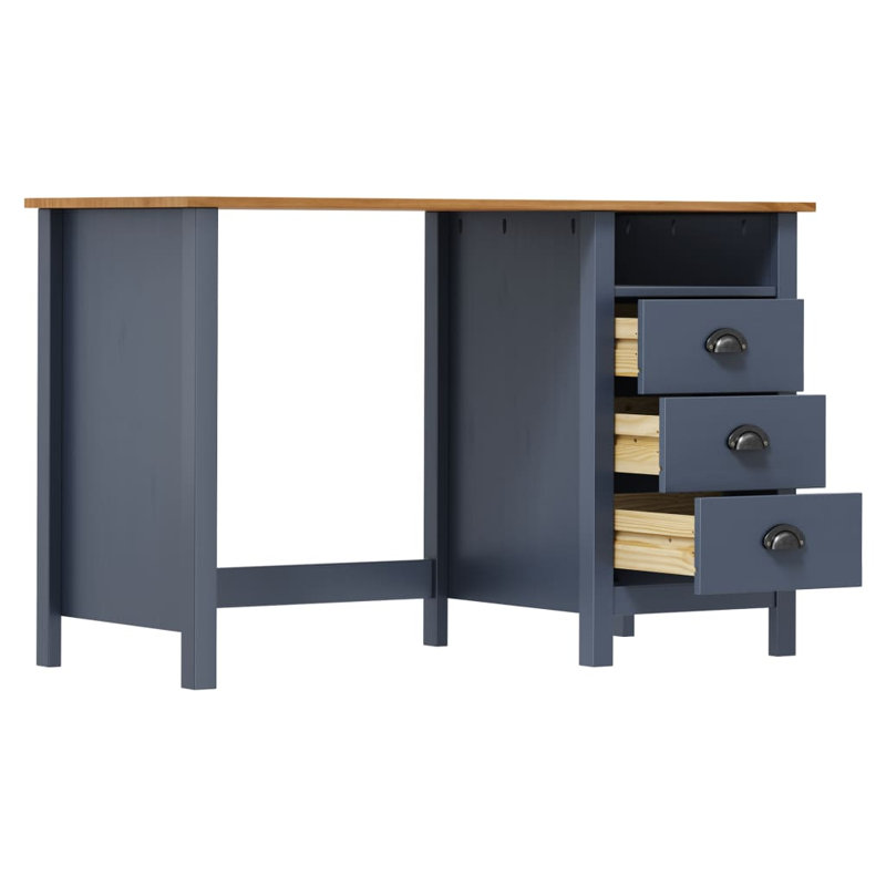 Michaelis Desk Hill With 3 Drawers, Grey