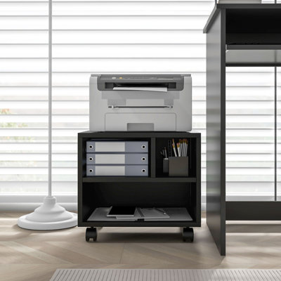 HOMCOM 2-Tier Printer Stand with Storage Under Desk Printer Cart