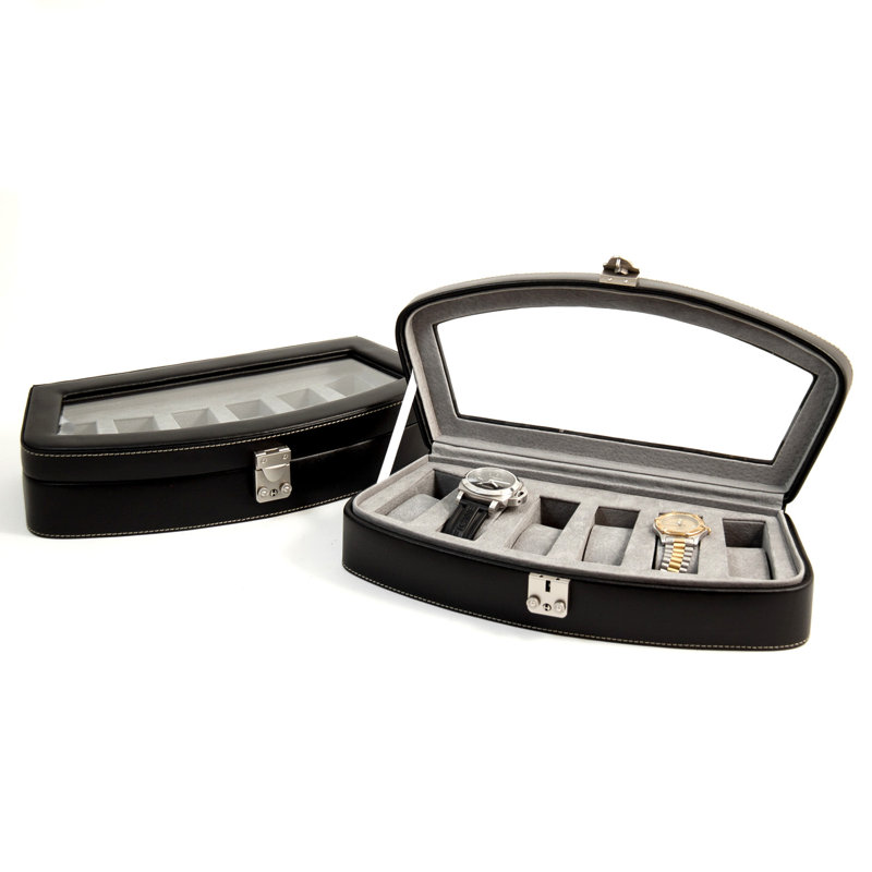 Leather Watch Box +, Black Leather