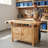 Natural Finish Woodworking Bench - Spacious 50" Rubberwood Work Table With Ample Storage