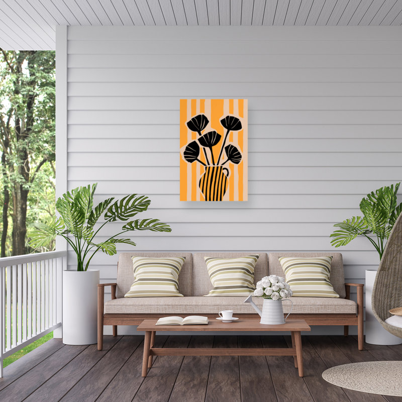 Treechild  Striped Still Life Yellow Outdoor  Canvas, H 12 po x l 19 po