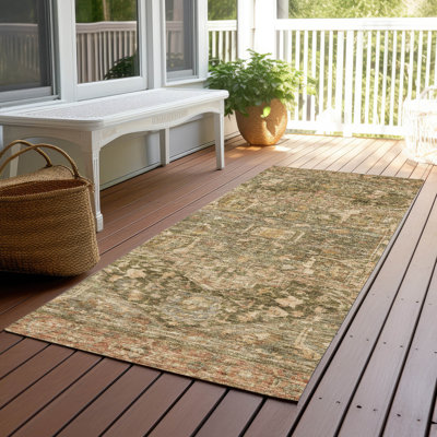 Machine Washable Indoor/Outdoor Claudian ACN1240 Fern Rug
