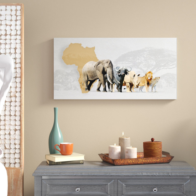 «Big 5 Animals in Afrique», impression sur toile tendue, H 16 po x l 32 po x P 1 po