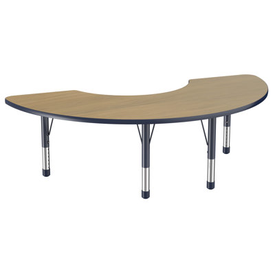 36" x 72" Half Moon T-Mold Activity Table with Adjustable Legs