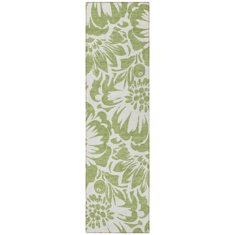Tapis de couloir intérieur et extérieur vert 8 po