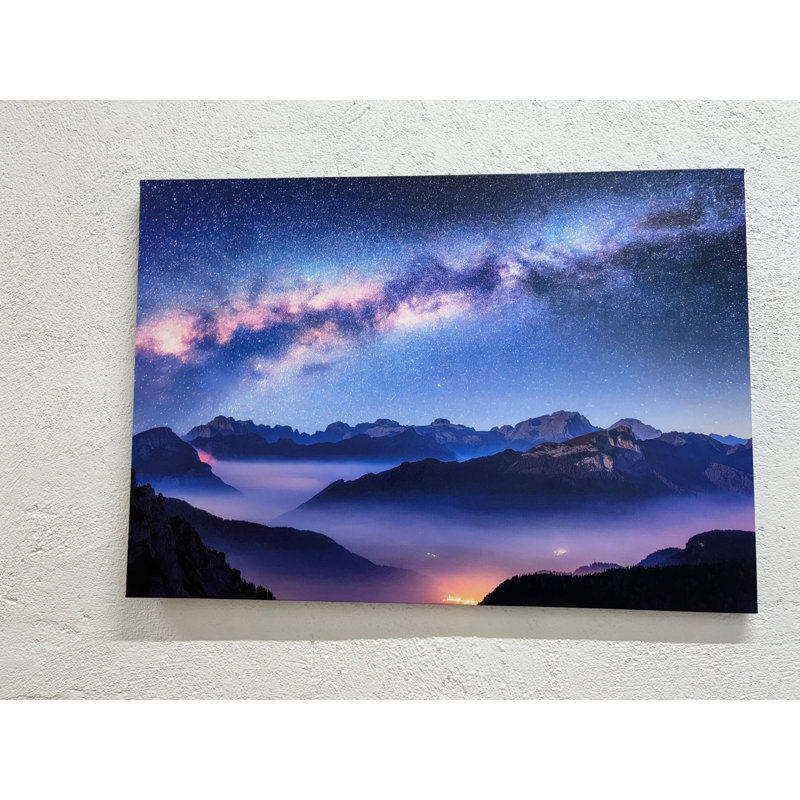 Art mural imprimé sur toile: Cosmos de la Voie Lactée ciel étoilé, 1P BlackFramedCanves, 59,1 po H x 102,4 po l