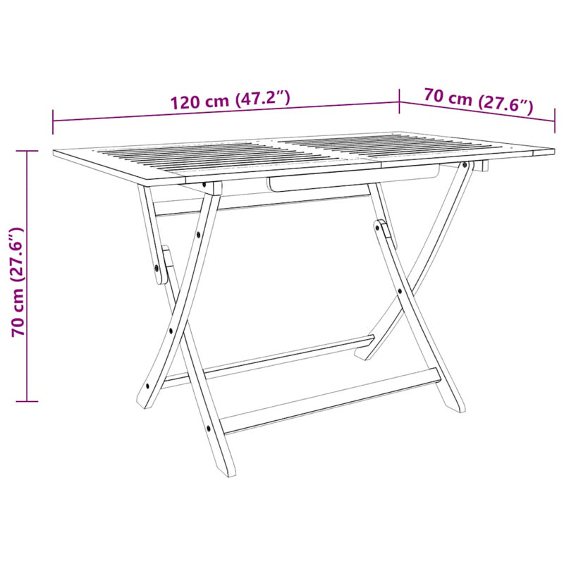 Rectangular Eucalyptus Folding Outdoor Dining Table , 120cm cm W 70cm cm D