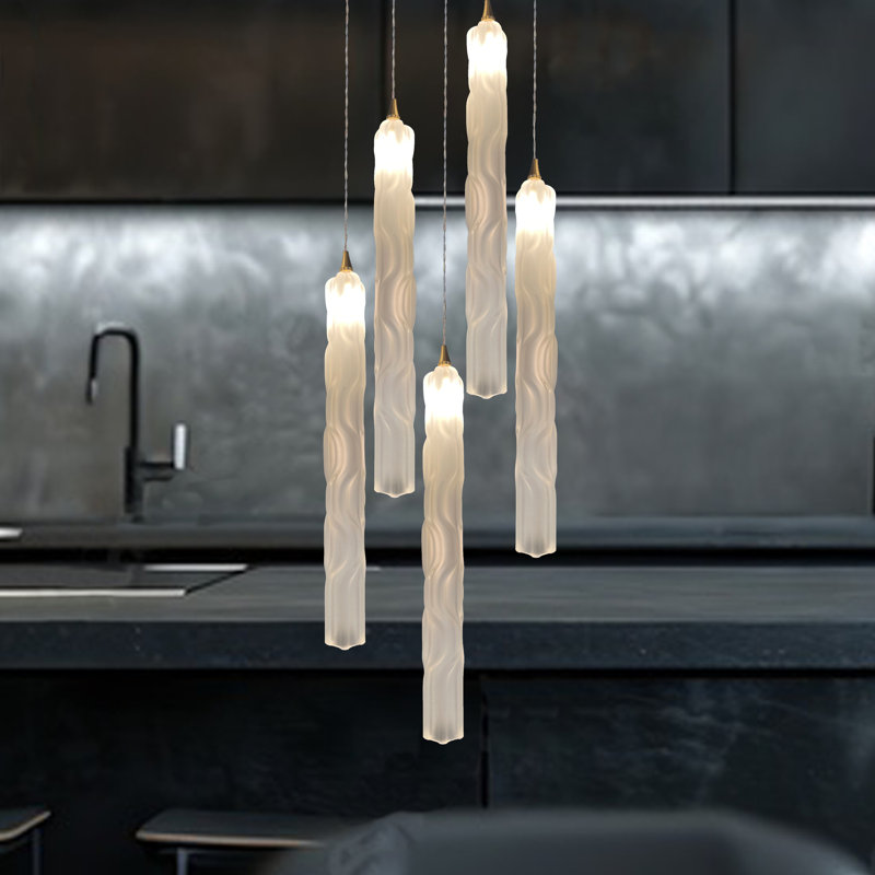 Crystal Falls 5 - Light Pendant, Matte Black