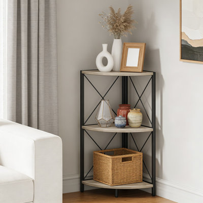 Étagère d'angle à 3 niveaux, organisateur de rangement autoportant avec structure en métal robuste, présentoir peu encombrant pour comptoir de cuisine, salon, chambre à coucher et salle de bain