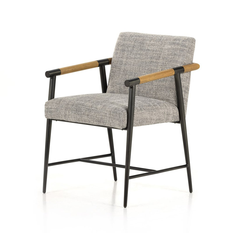 Rowen Upholstered Dining Chair, Sonoma Black Genuine Leather/Carbon Black, Thames Raven/Black
