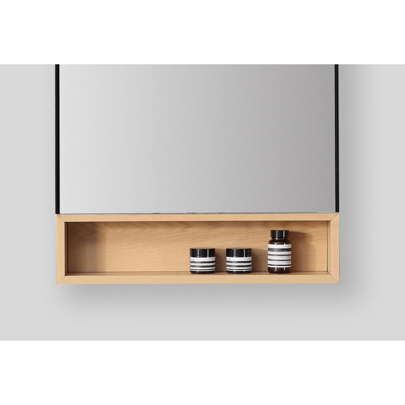 Bergen 24" Medicine Cabinet, Matte Black/Pecan Oak