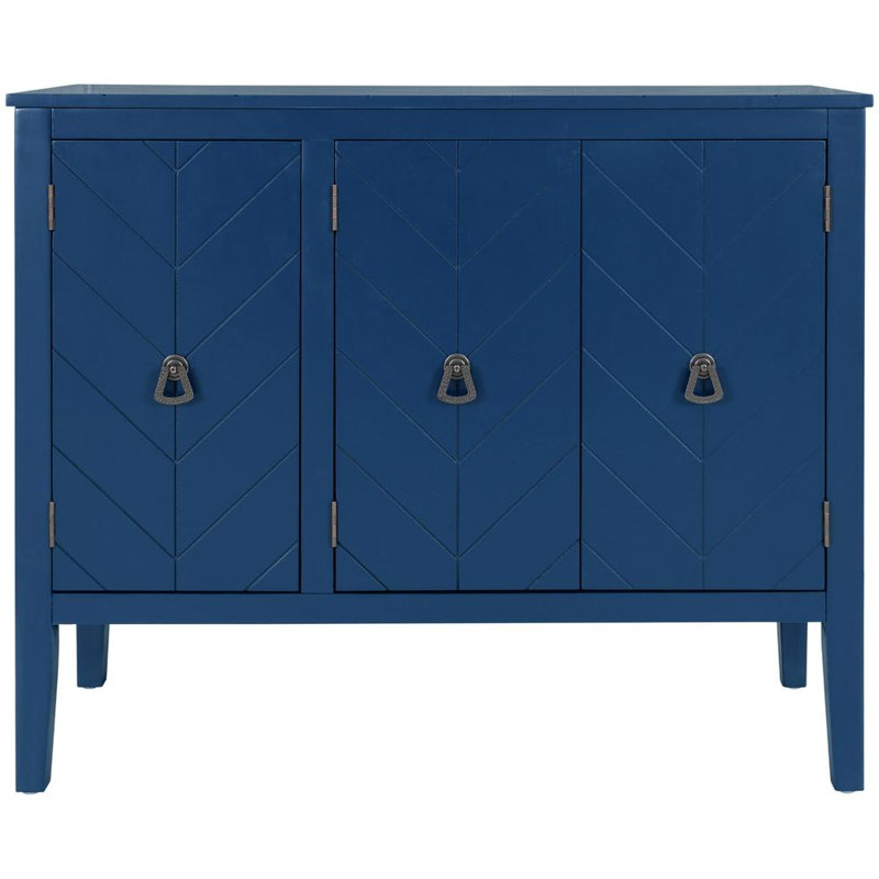 37" W Sideboard Cabinet with Adjustable Shelves and 3 Doors, Navy Blue