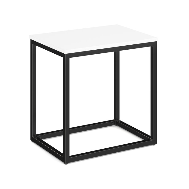 | Lyon | Table d'appoint rectangulaire 22 po x 16 po avec base en métal noir, Blanc